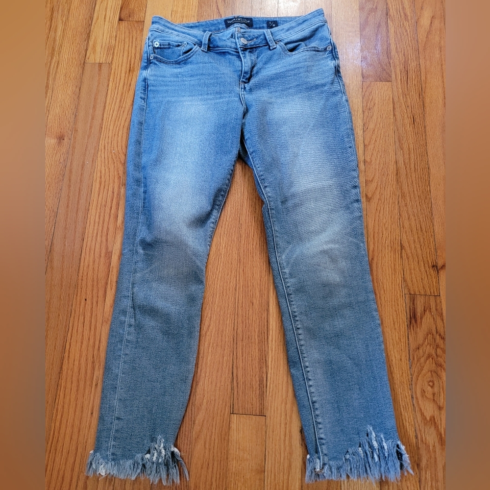 Lucky brand Lolita skinny jean 6 28 ankle cropped mid rise frayed hem